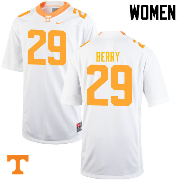 Women #29 Evan Berry Tennessee Volunteers College Football Jerseys-White